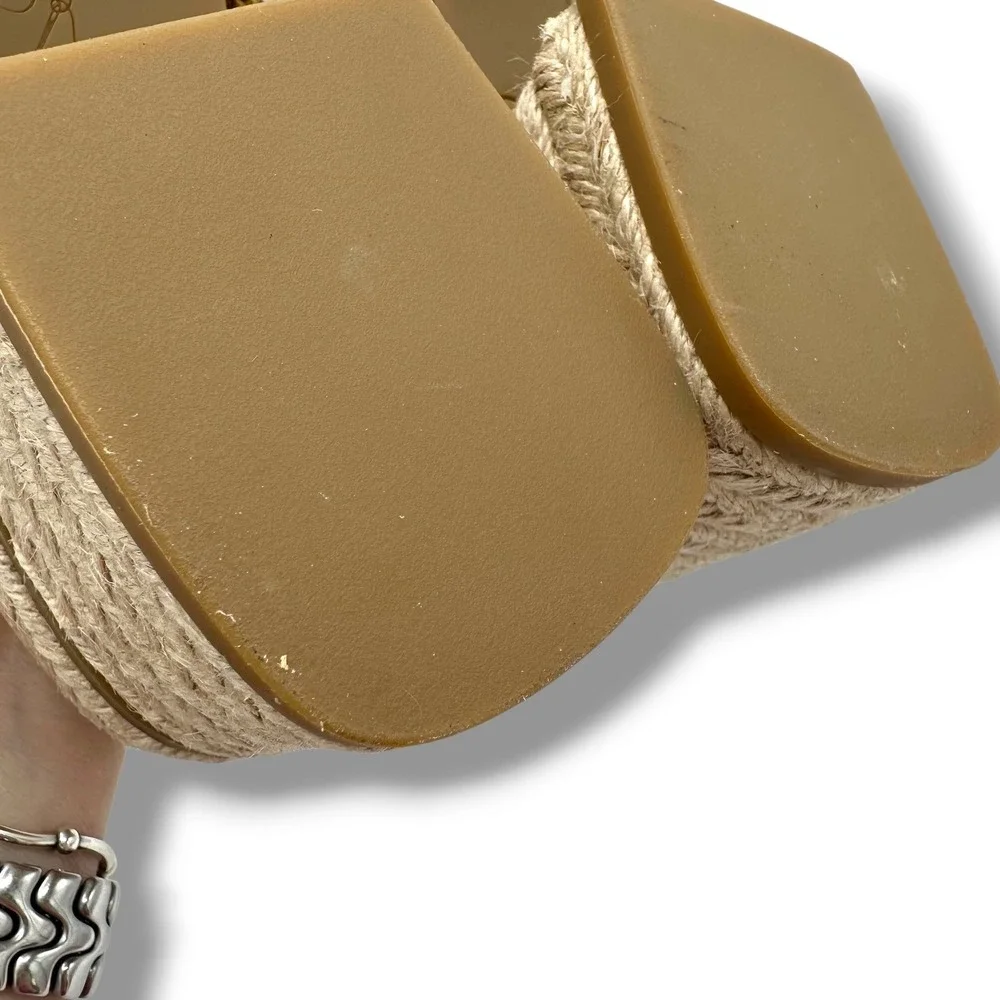 Sarto by Franco Sarto Ferrara2 Gold‎ Metallic Espadrille Block Heel Sandals 8.5M